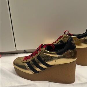 Adidas Gold and Black Wedge Shoes
